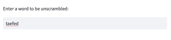 Text input box for a word-unscrambling app